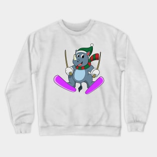 Rhino as Ski jumper with Skis & Scarf Crewneck Sweatshirt